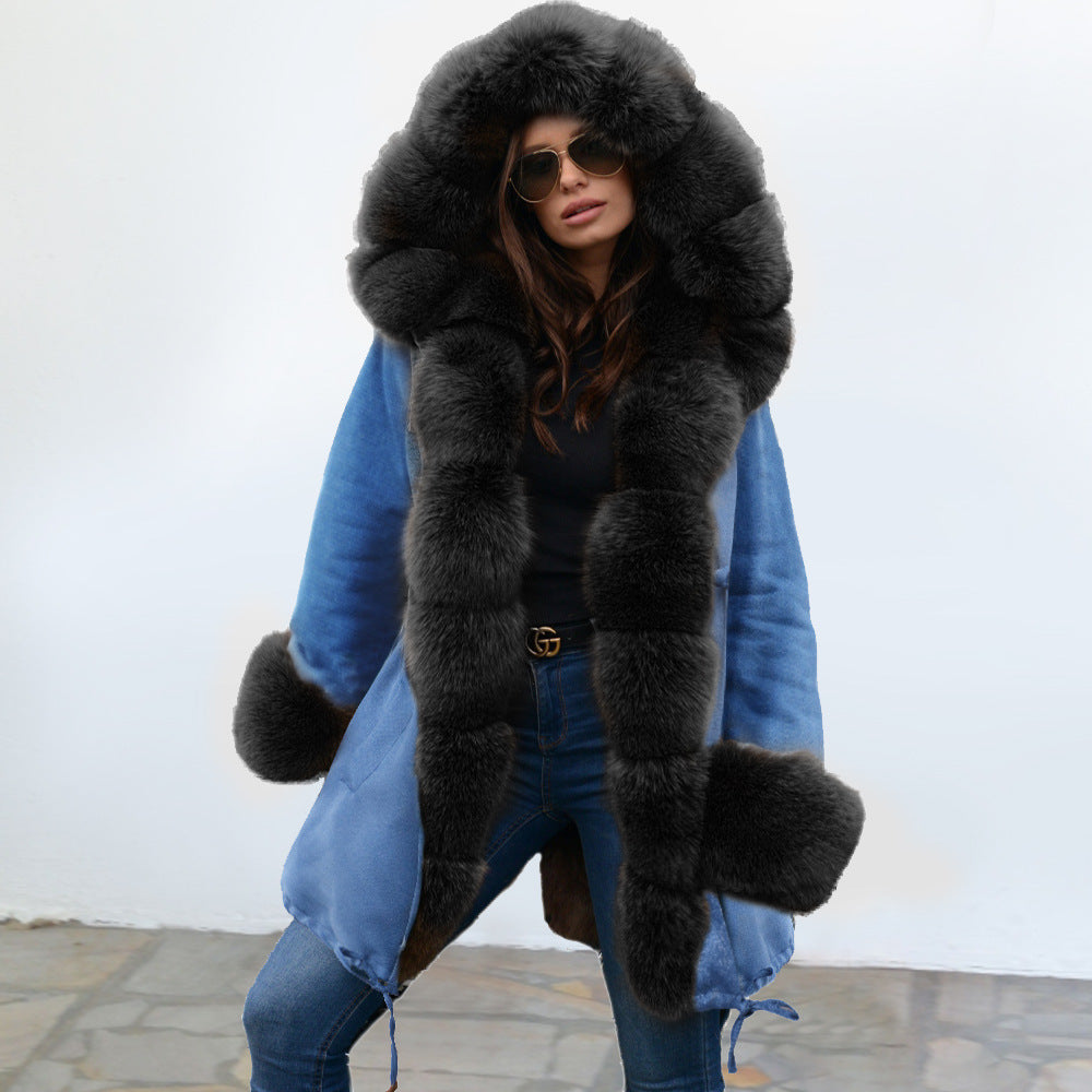 Women's Hooded Plush Coat