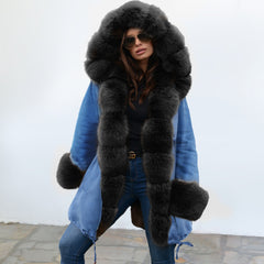 Women's Hooded Plush Coat