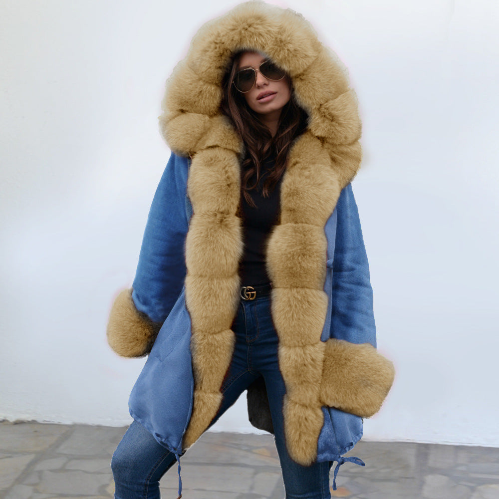 Women's Hooded Plush Coat