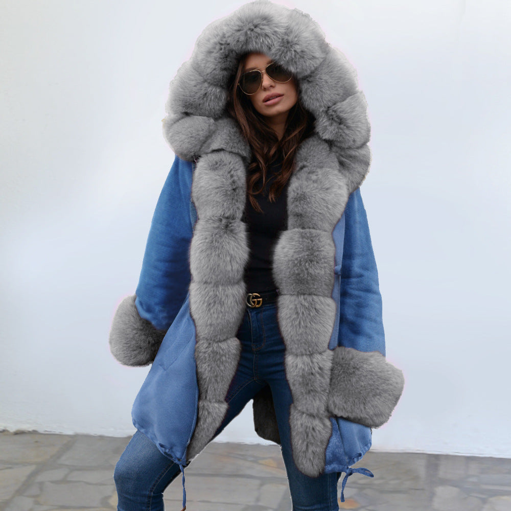 Women's Hooded Plush Coat