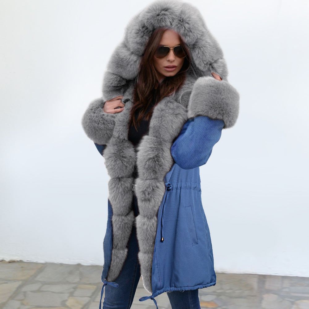 Women's Hooded Plush Coat