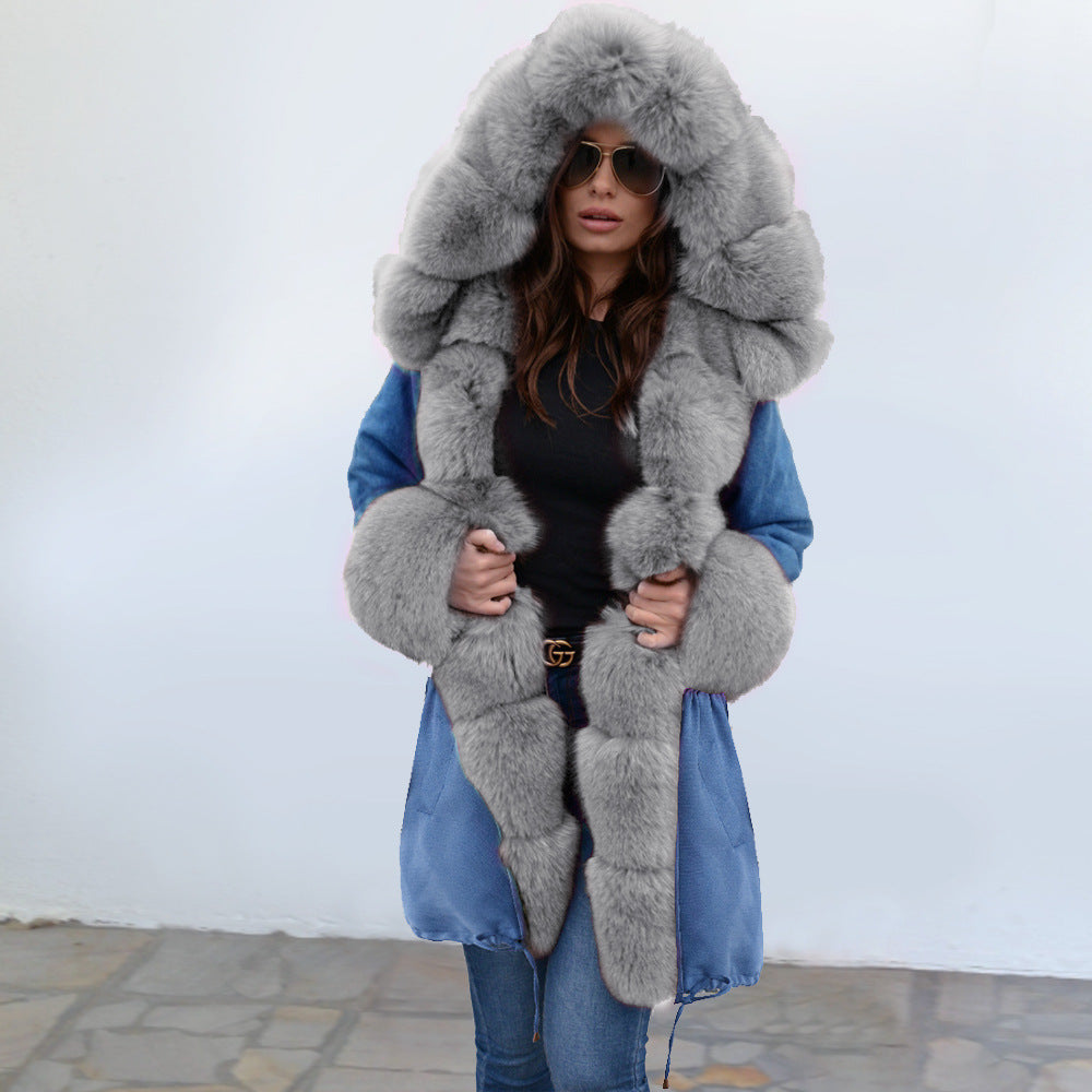 Women's Hooded Plush Coat