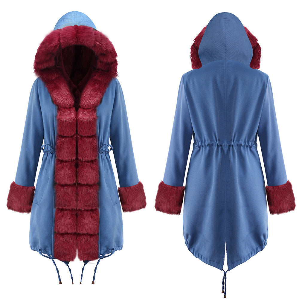 Women's Hooded Plush Coat