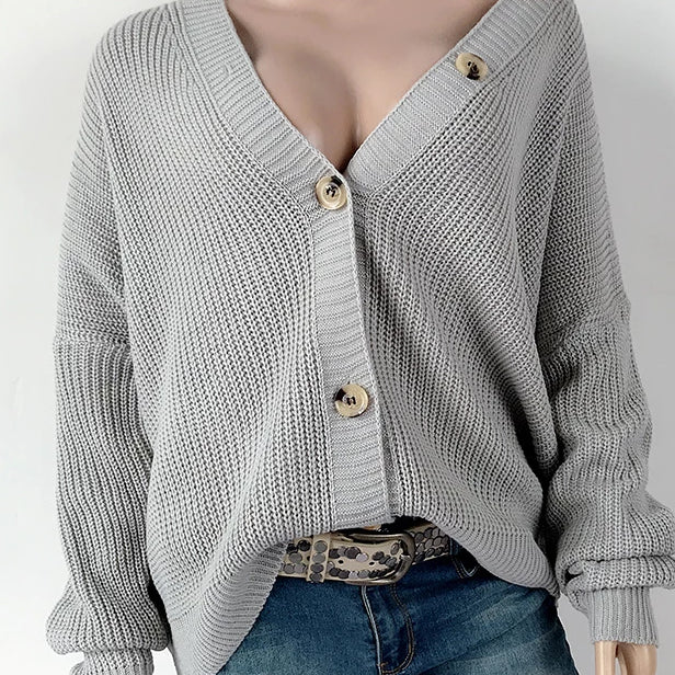 Women's Single-breasted Long Sleeve Sweater Cardigan