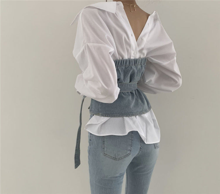 Strapless Denim Tank  Tube Top Tops With Belt