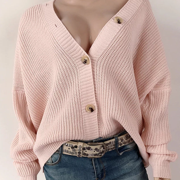 Women's Single-breasted Long Sleeve Sweater Cardigan