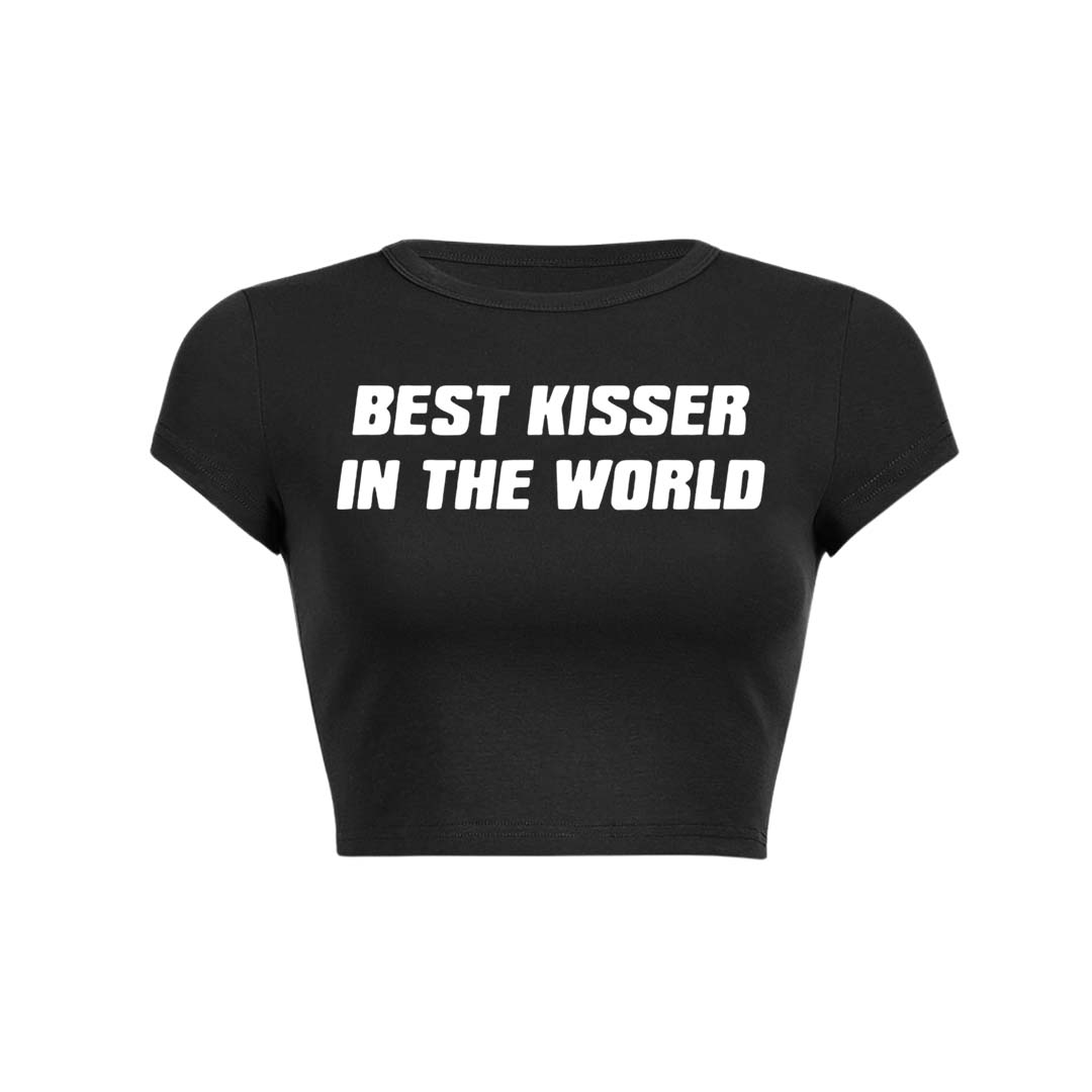Best Kisser In The World Y2K Baby Tee Crop Top
