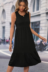 Solid Color Sleeveless Casual Dress