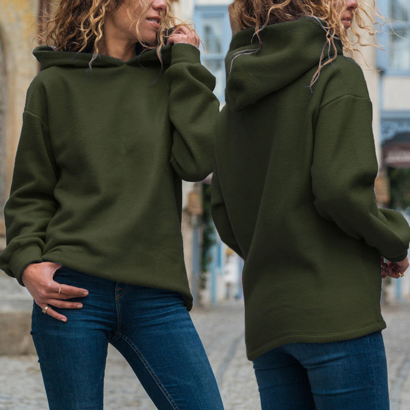 Women's Solid-color Hoodies Pullover Sweatshirt