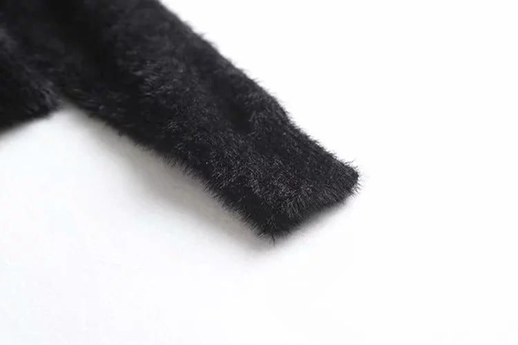 V-neck Single-breasted Knit Moon Shape Crop Tops Cardigans