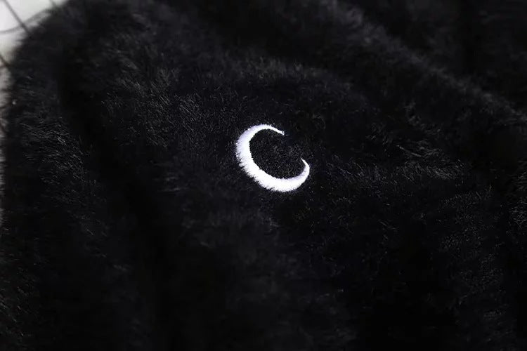 V-neck Single-breasted Knit Moon Shape Crop Tops Cardigans
