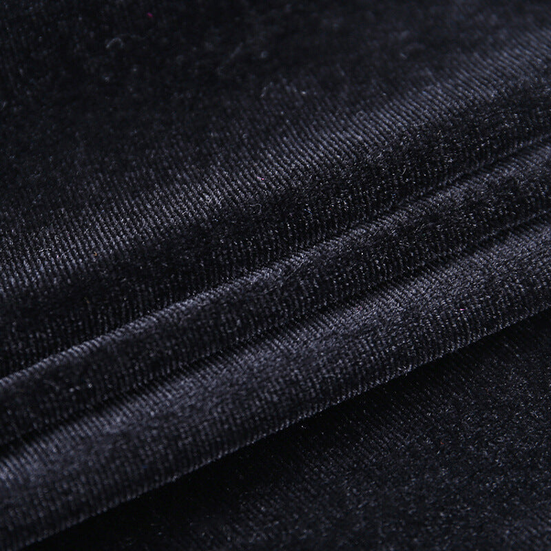Square Collar Velvet Slit Leg Party Bodycon Mini Dresses Black