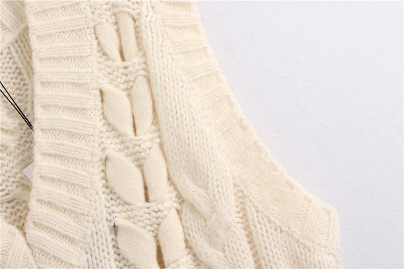 V-neck Knit Lacing Hollow-out Sweaters