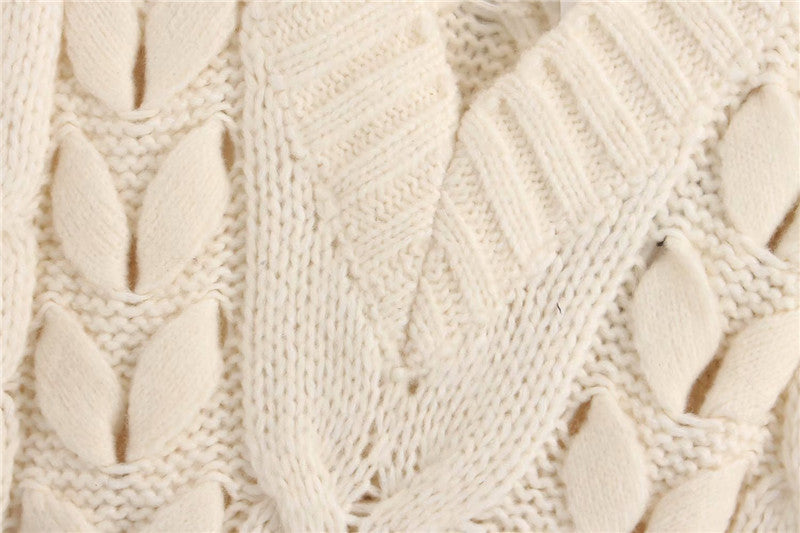 V-neck Knit Lacing Hollow-out Sweaters
