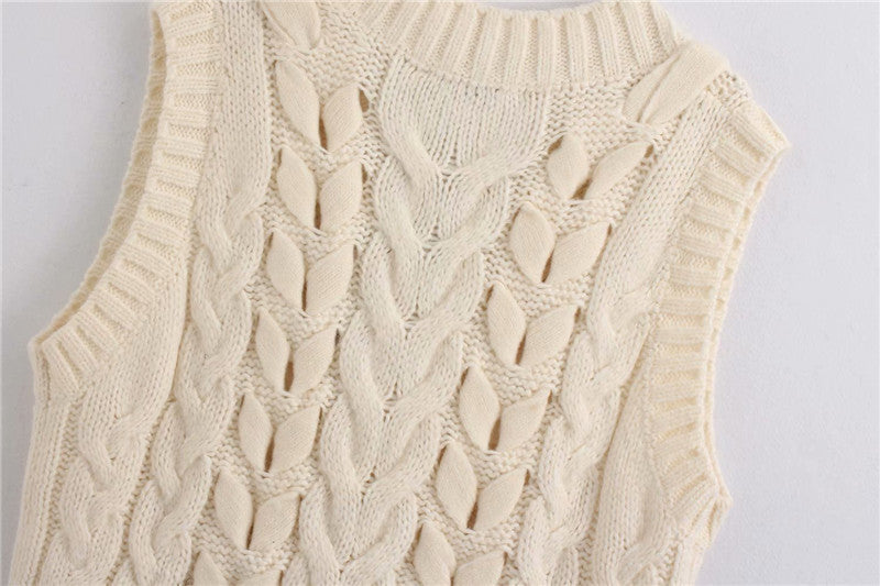 V-neck Knit Lacing Hollow-out Sweaters
