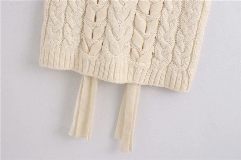 V-neck Knit Lacing Hollow-out Sweaters