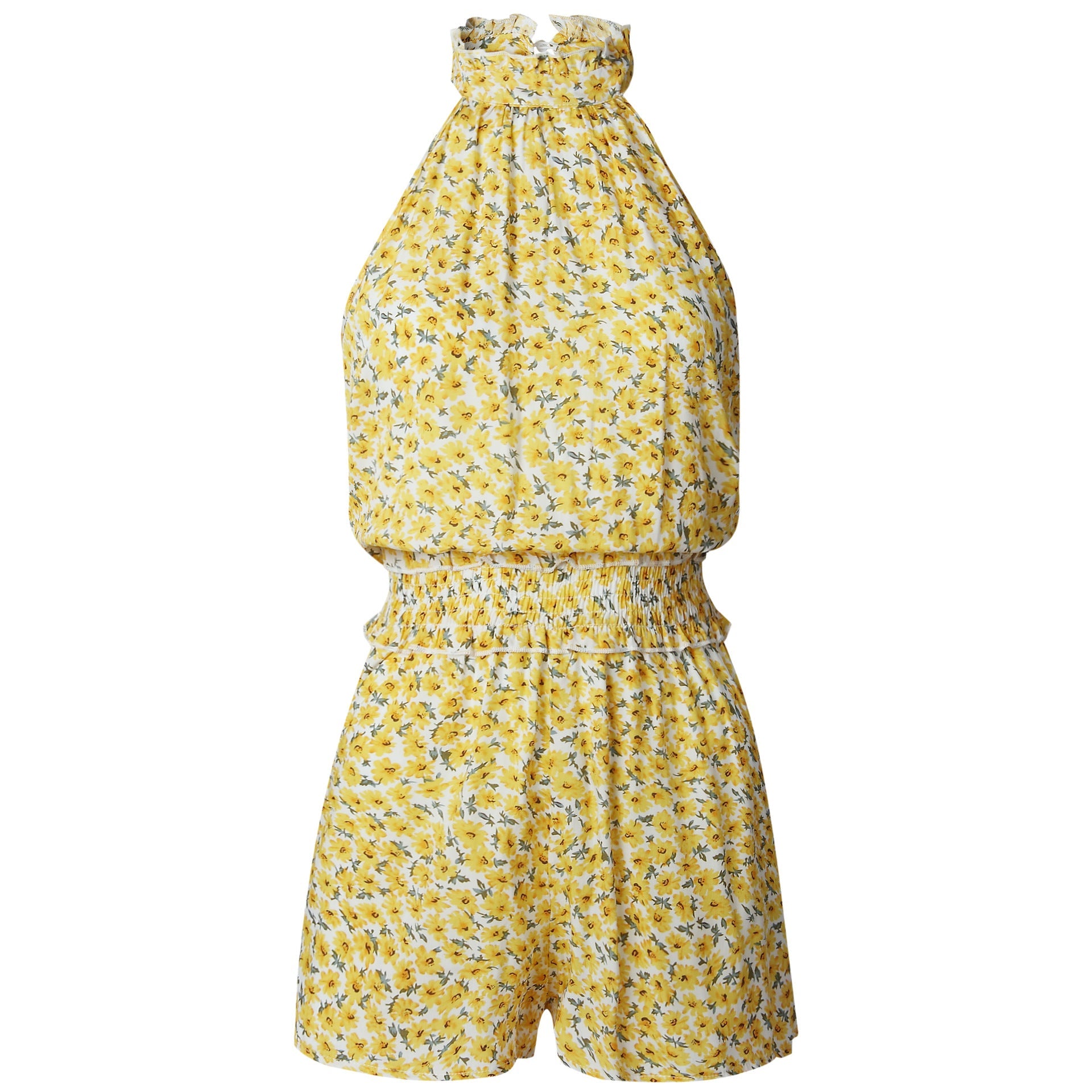 Womens Off Shoulder Halter Strapless Floral Print Jumpsuit Rompers