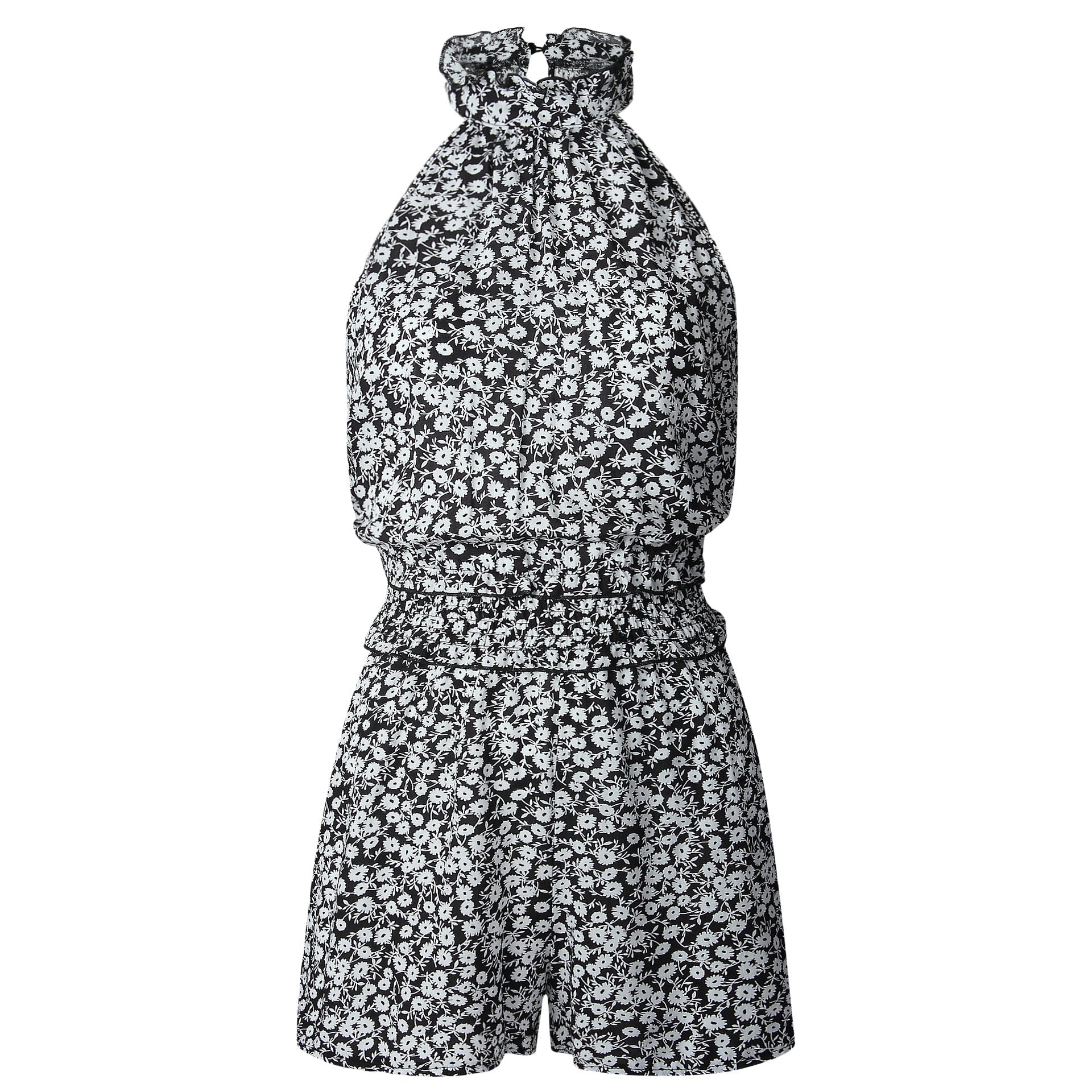Womens Off Shoulder Halter Strapless Floral Print Jumpsuit Rompers