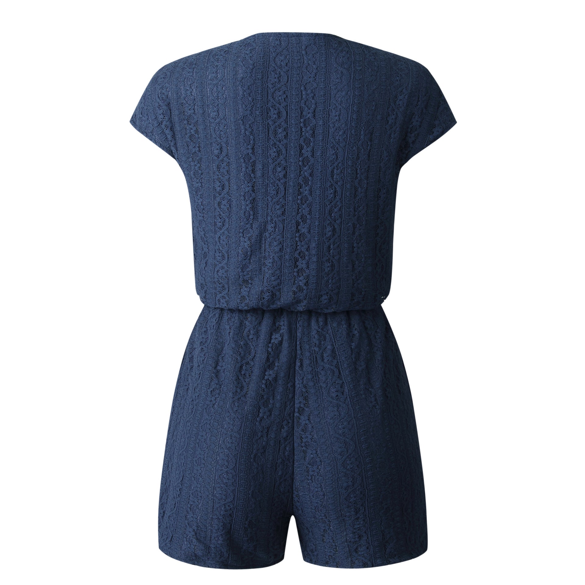 V-neck Lace Elasticized Waist Jumpsuit