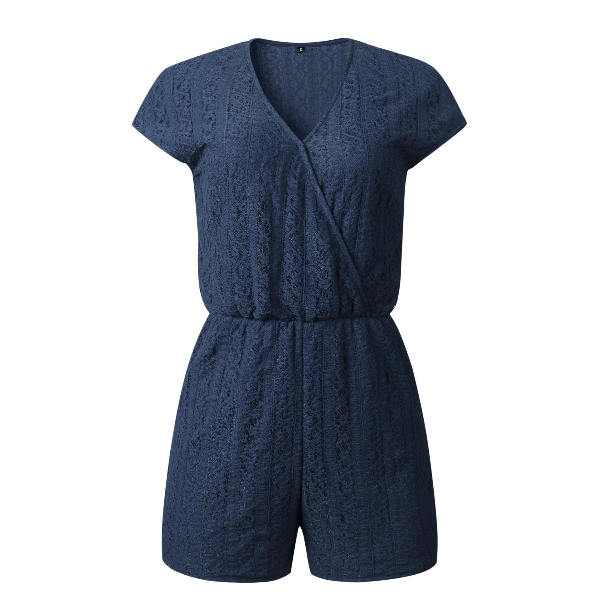 V-neck Lace Elasticized Waist Jumpsuit
