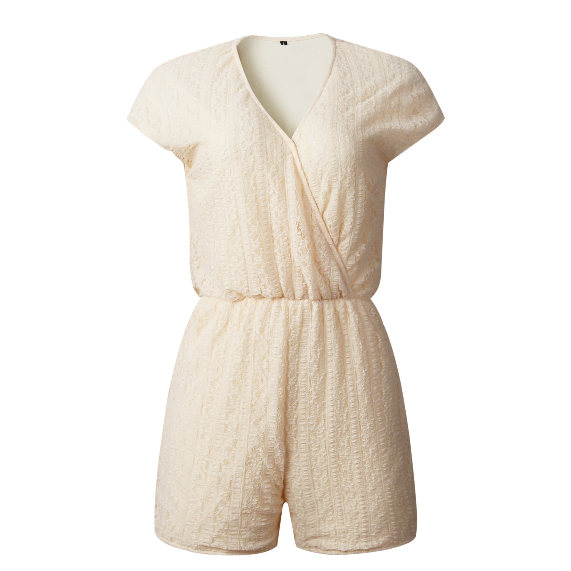 V-neck Lace Elasticized Waist Jumpsuit