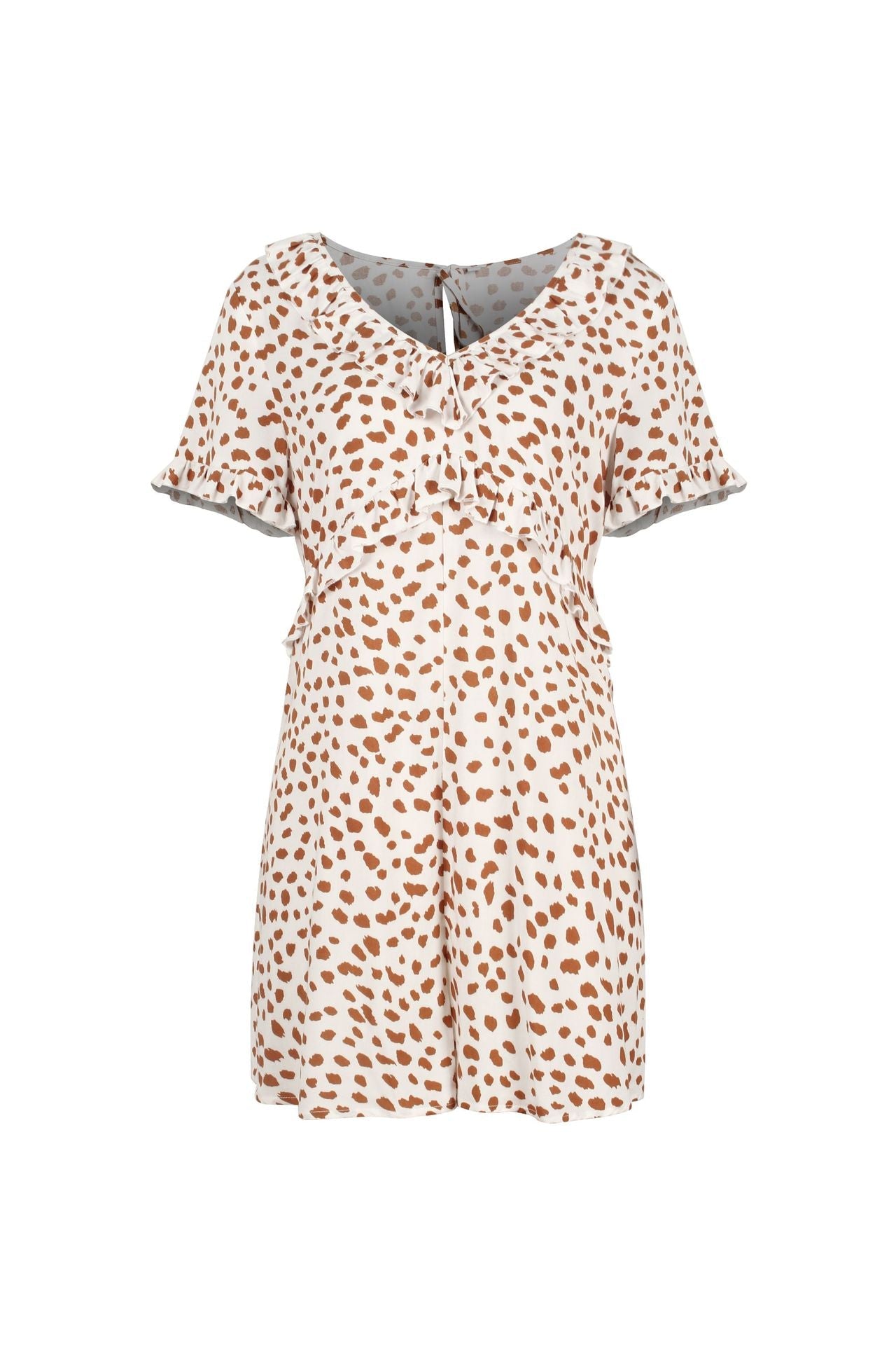 V-neck Printed Floral Jumpsuit Lotus Sleeve Rompers