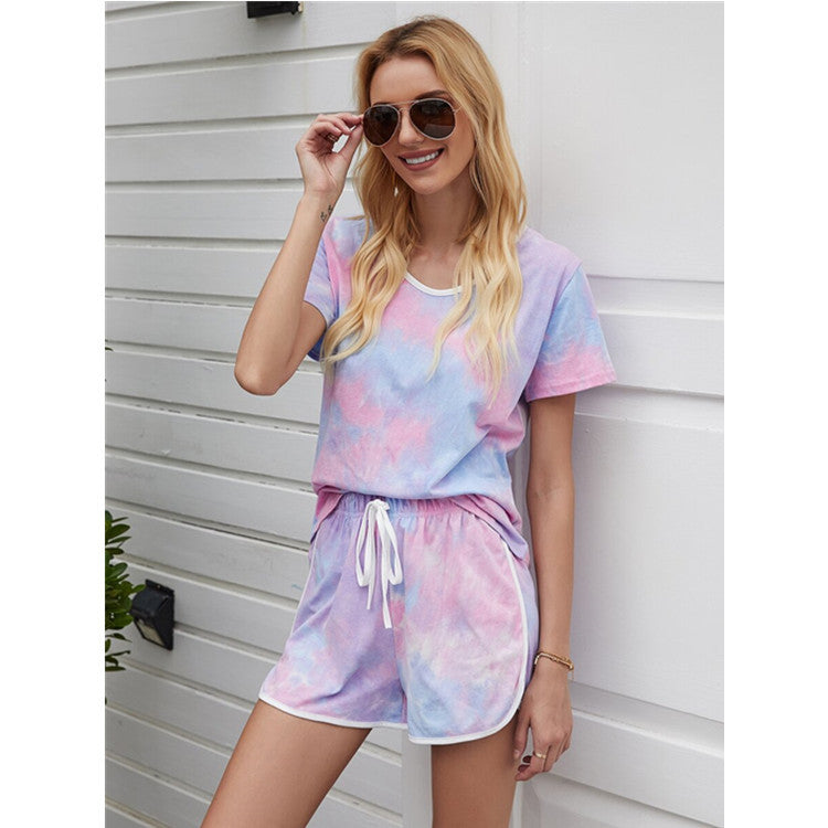 Tie Dye Tee T-Shirt Shorts Two-piece Loungewear