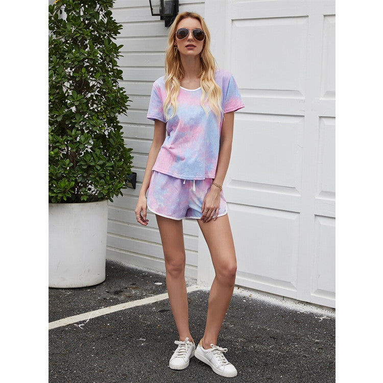 Tie Dye Tee T-Shirt Shorts Two-piece Loungewear