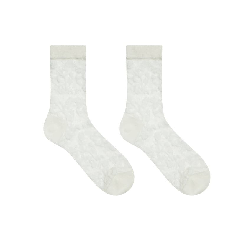 Solid flower pattern mesh long socks