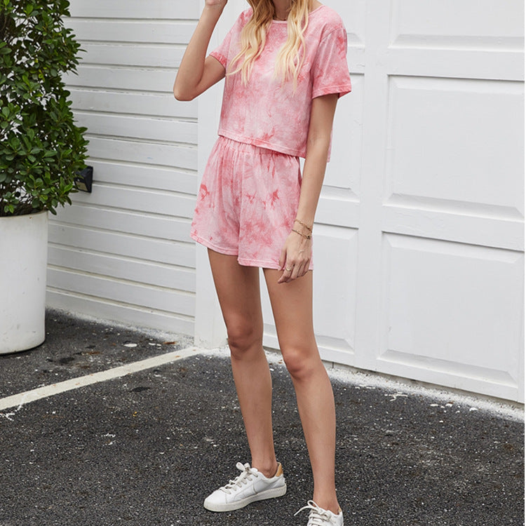 Tie Dye Tee T-Shirt Shorts Two-piece Loungewear