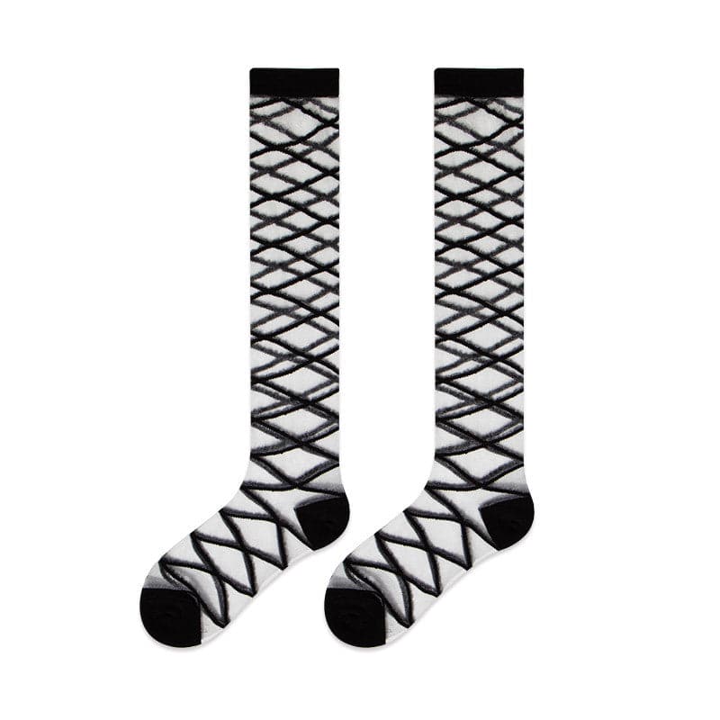 Solid cross front knee high socks
