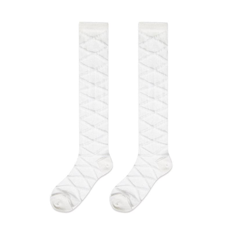 Solid cross front knee high socks