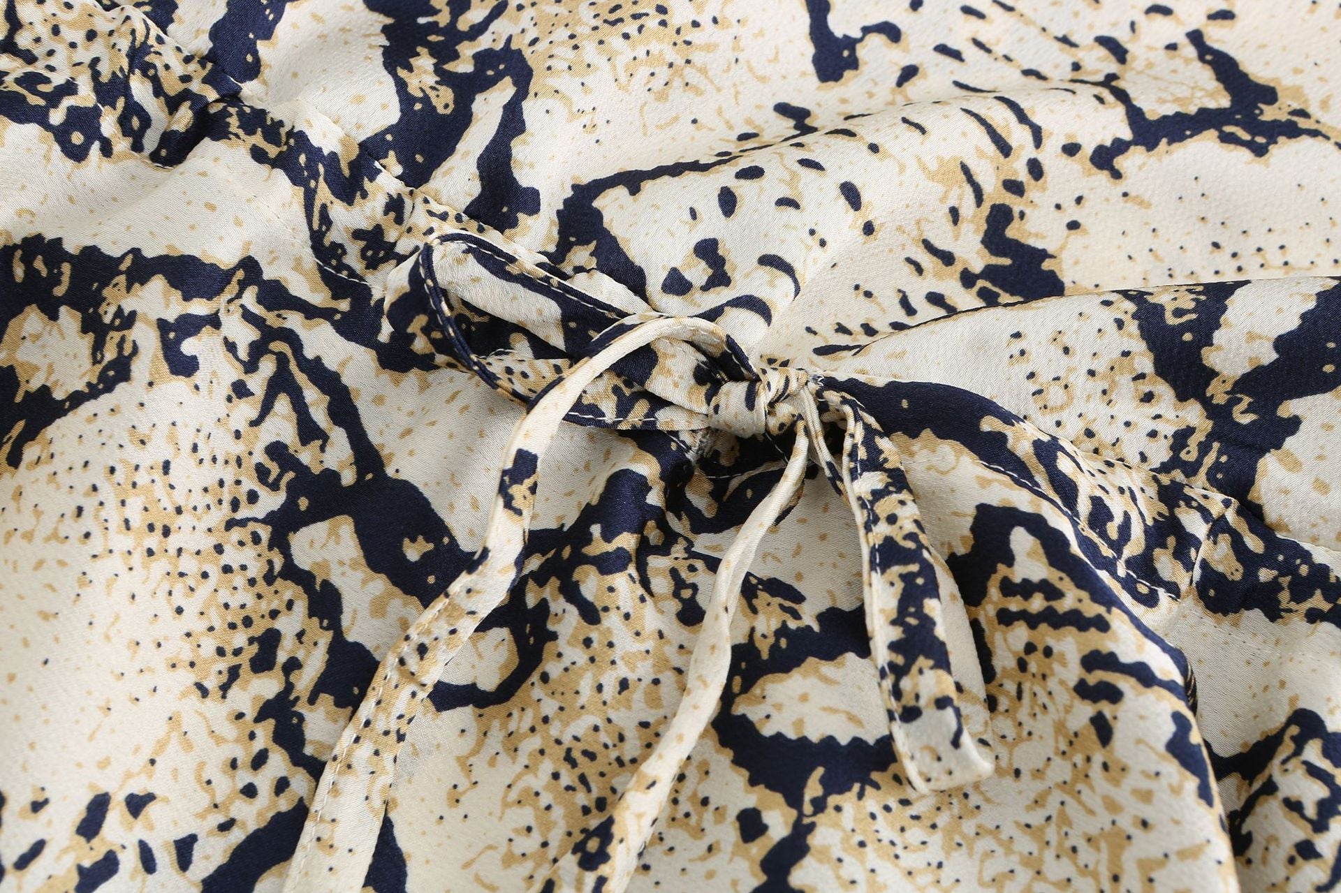 Snakeskin Grain Printed Halter Elastic Waist Split Maxi Dresses