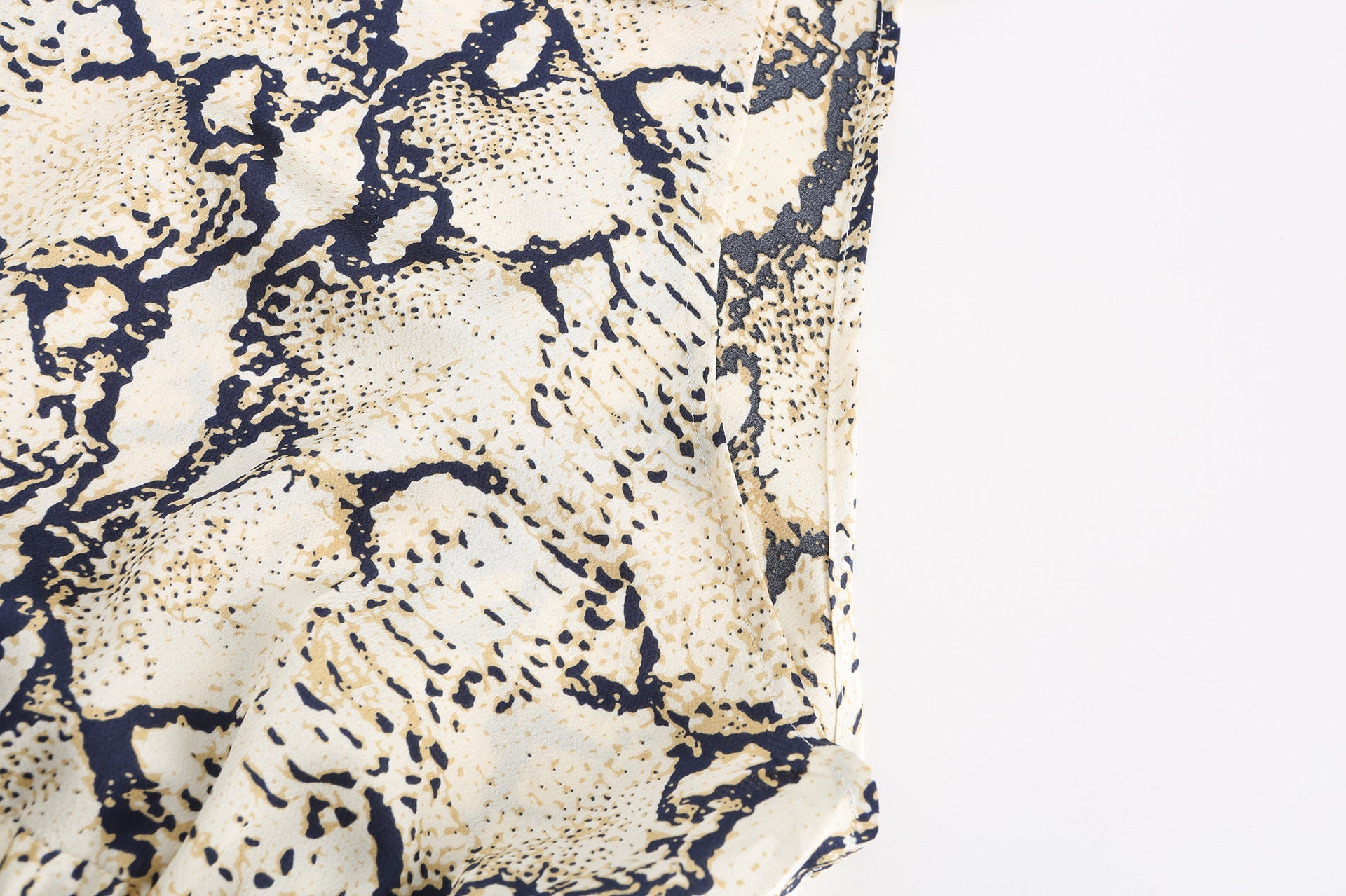 Snakeskin Grain Printed Halter Elastic Waist Split Maxi Dresses