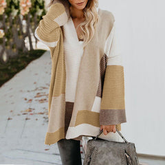 Women's Oversized Loose Splicing Sweater Cardigan