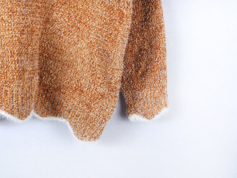V-neck Ruffle Collar Knit Sweaters