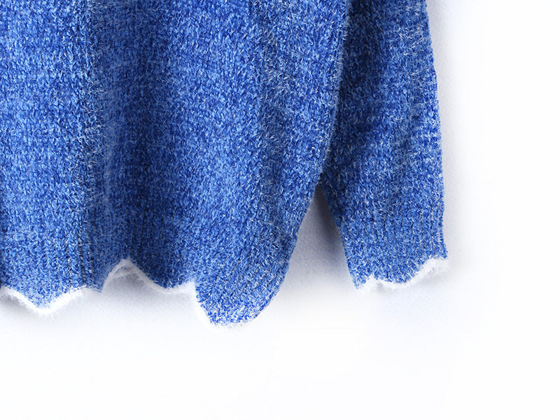 V-neck Ruffle Collar Knit Sweaters