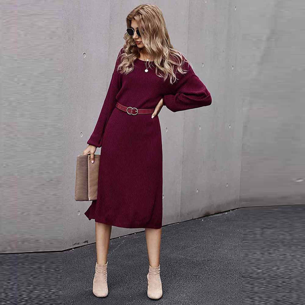 Sweater One Shoulder Backless Split Bodycon Midi Dresses