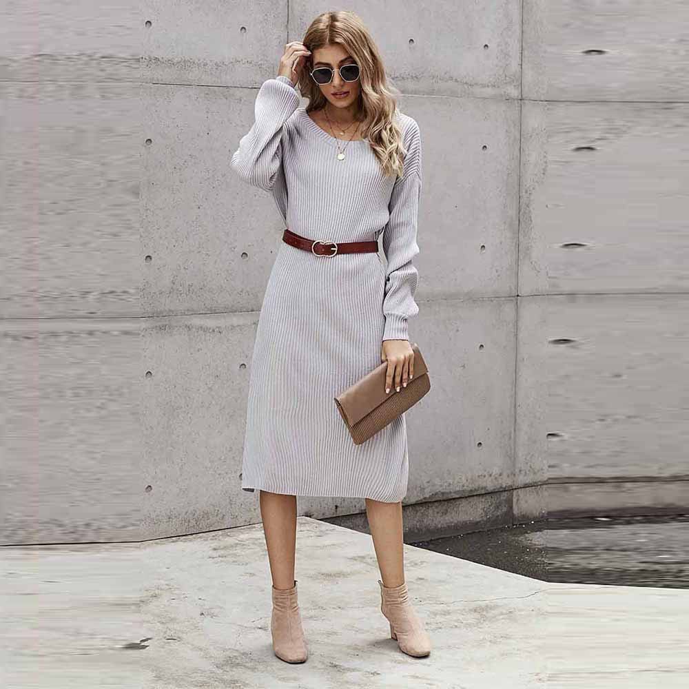 Sweater One Shoulder Backless Split Bodycon Midi Dresses