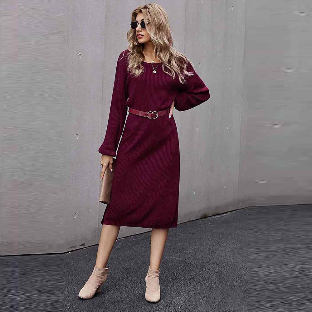 Sweater One Shoulder Backless Split Bodycon Midi Dresses