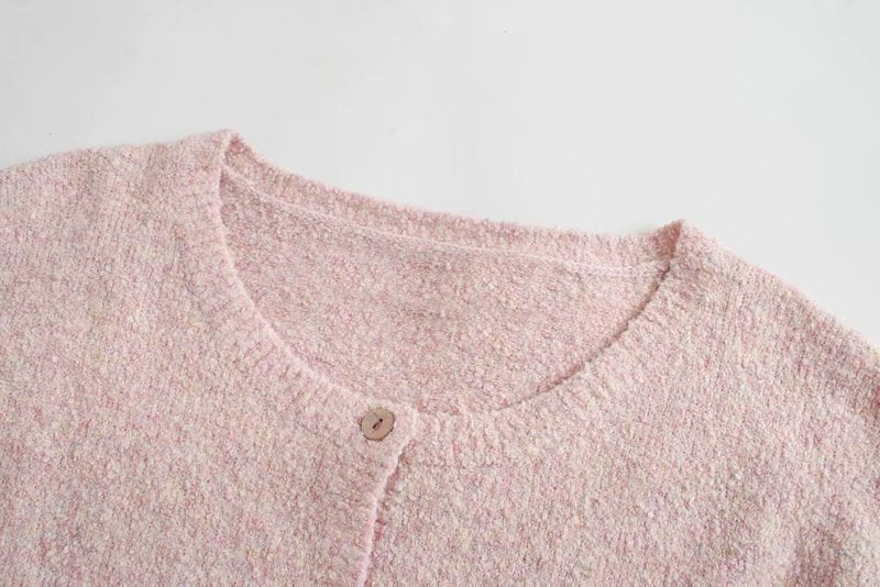 Splicing Single-breasted Lantern Sleeve Cardigan Sweaters Tank Tops