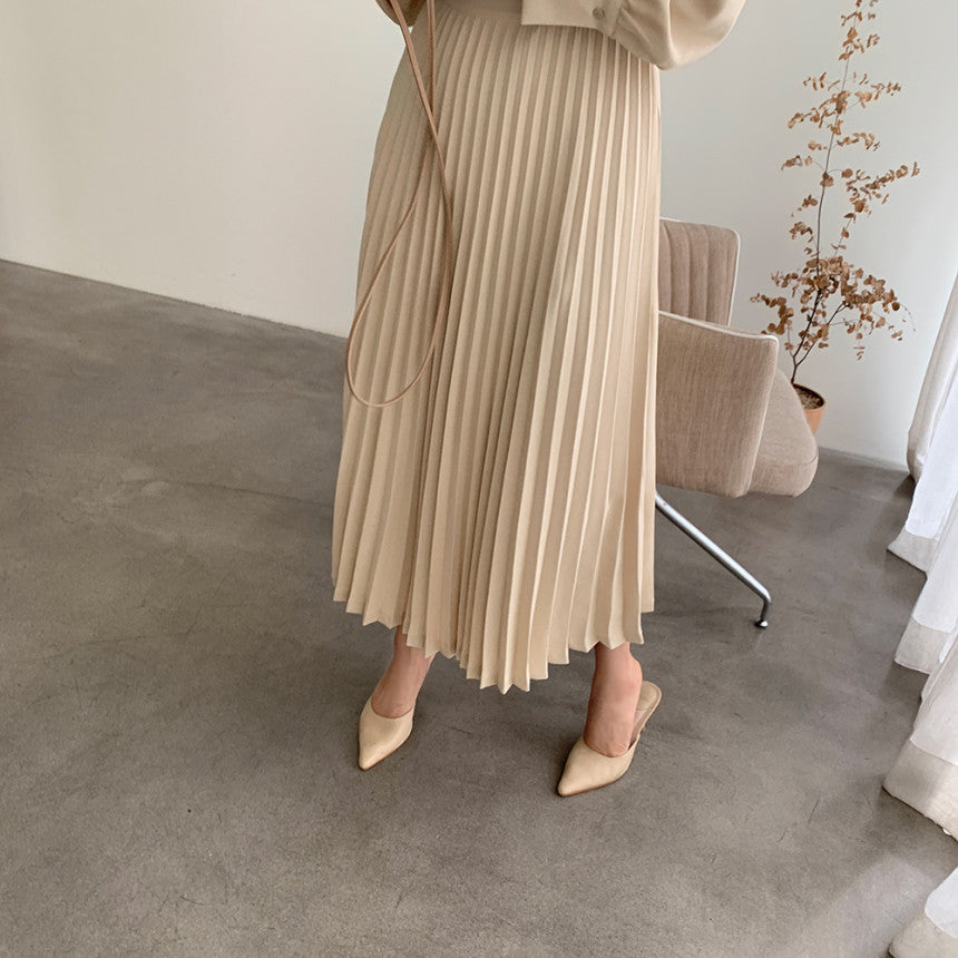 Square Collar Puff Bubble Sleeve Vintage Pleated Midi Dress