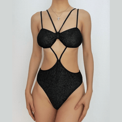 Hollow out solid padded one piece swimwear