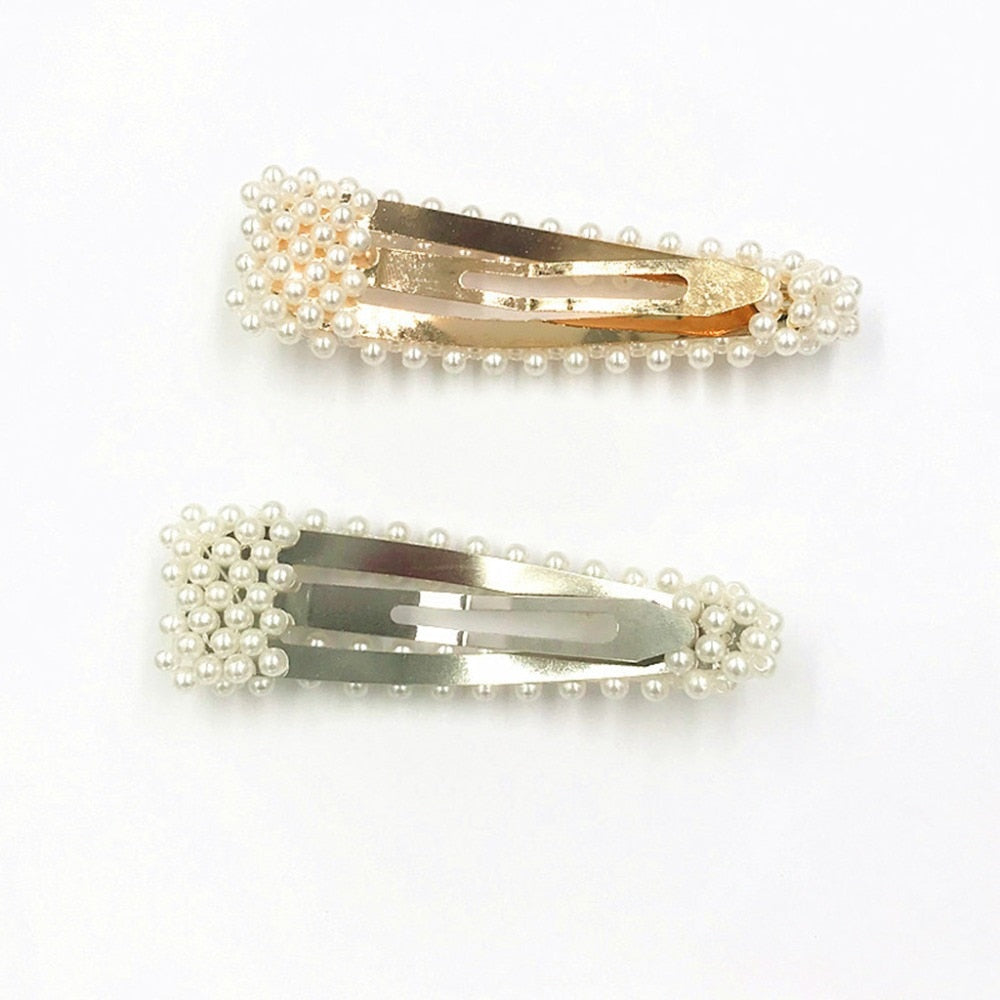 Vintage Faux Pearl Wrapped Hairpins  Gold/Silver Metal Alloy Hair Clip