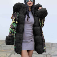 Women's Warm Camouflage Hooded Plush Coat