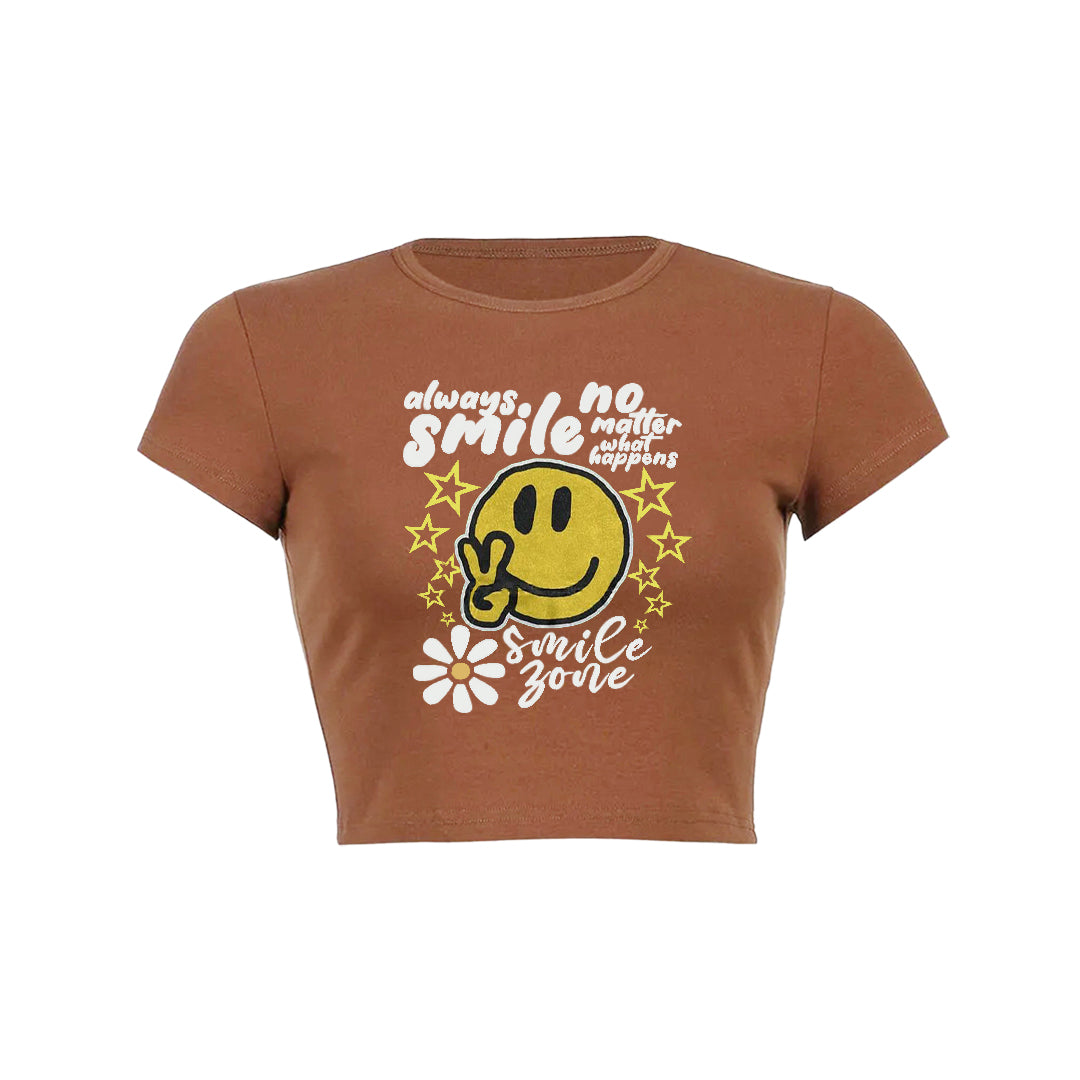 Always smile no matter what happens floral graphic print Baby Tee