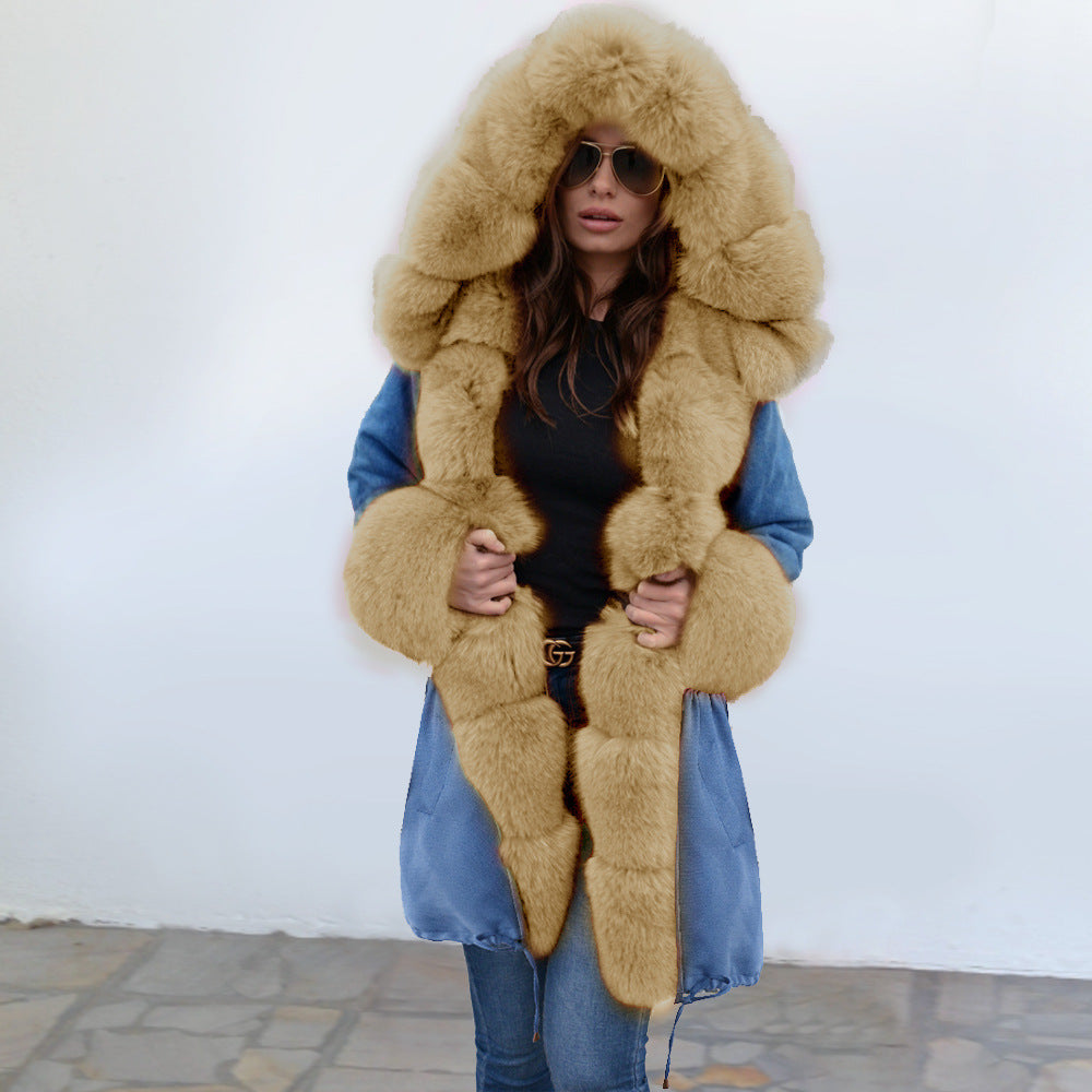 Women's Hooded Plush Coat