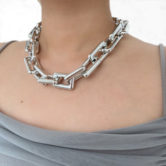 Metal chain solid chocker necklace