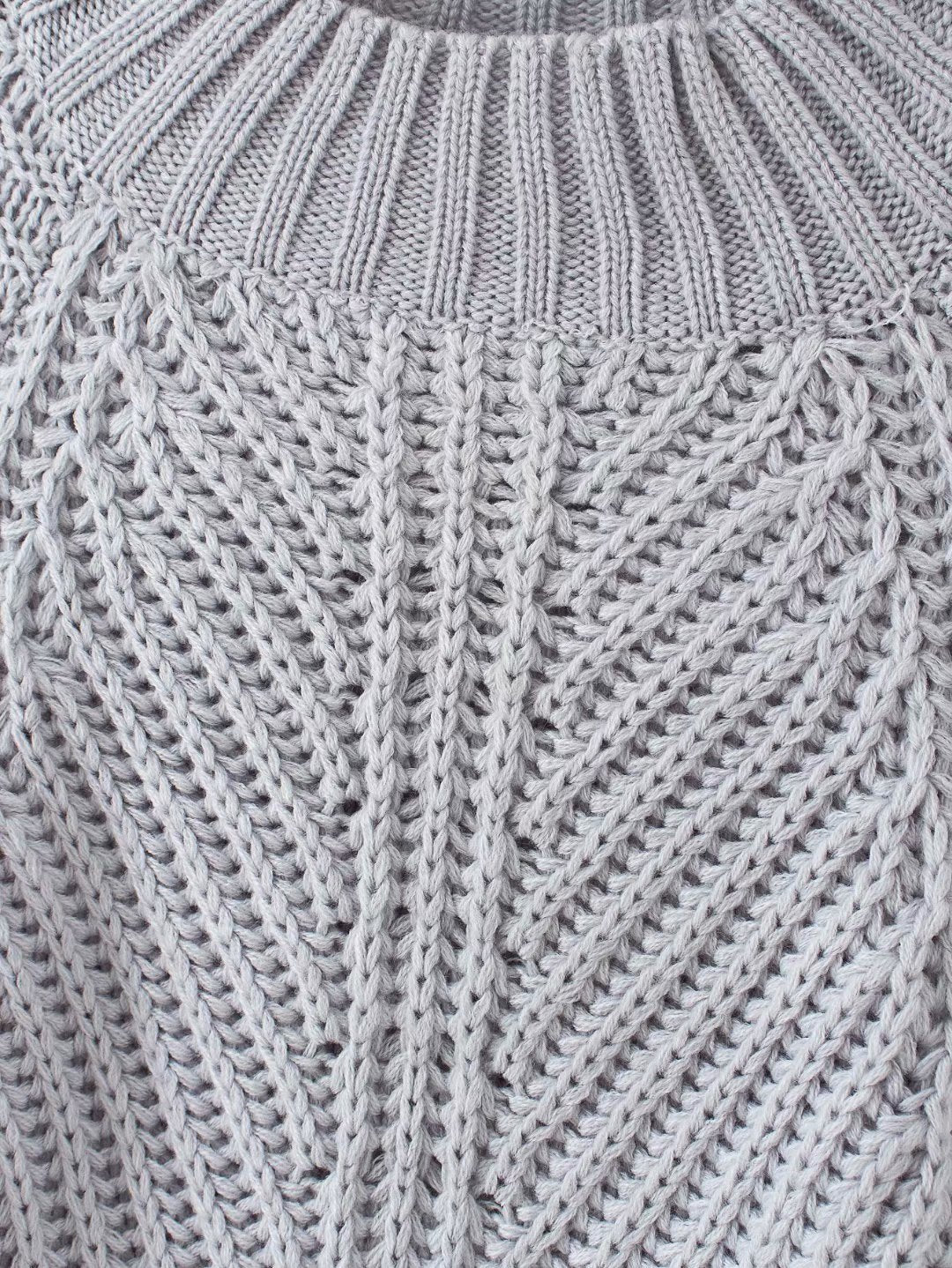 Splicing Hollow-out Lantern Sleeve Knit Sweater