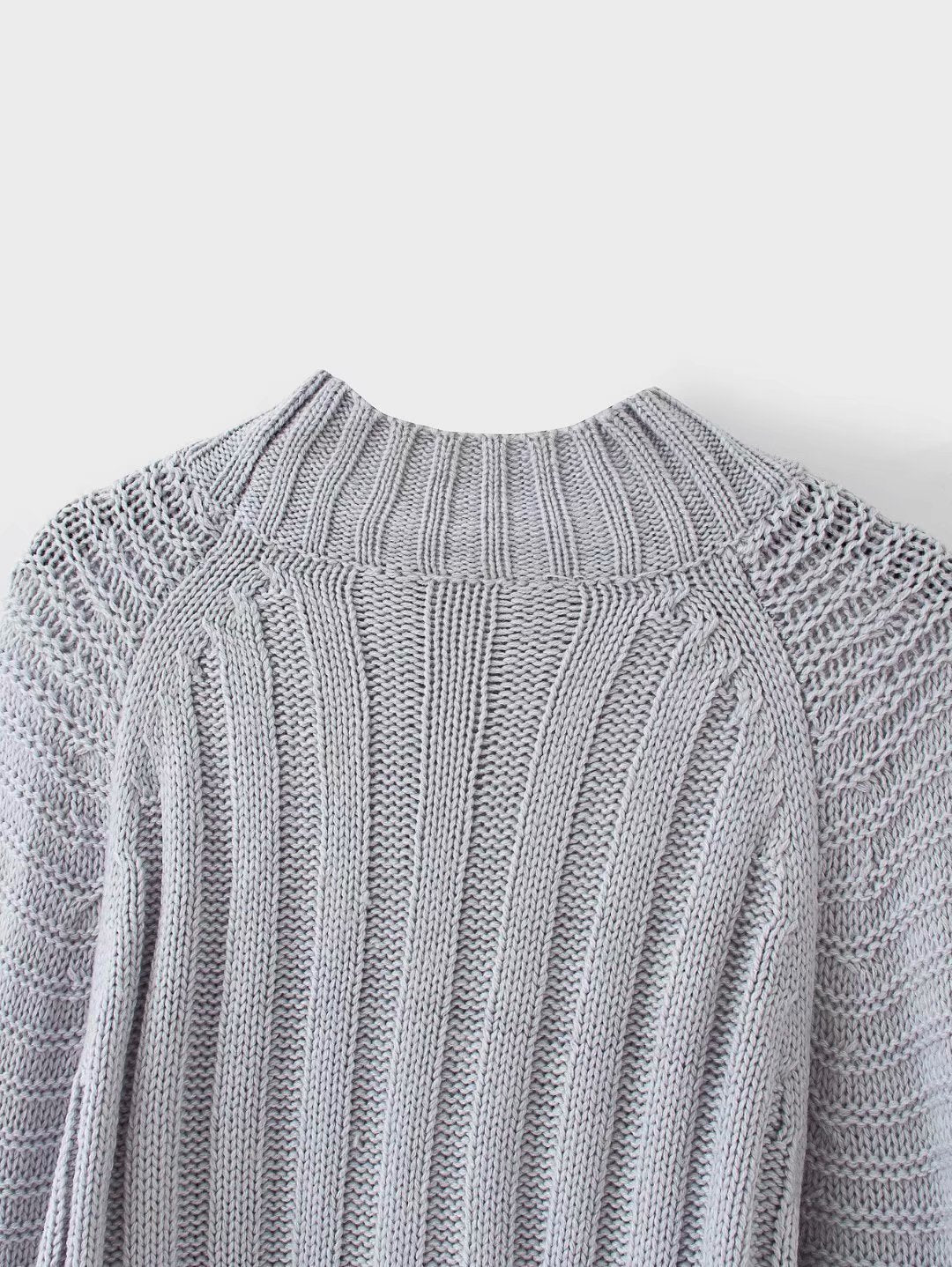 Splicing Hollow-out Lantern Sleeve Knit Sweater